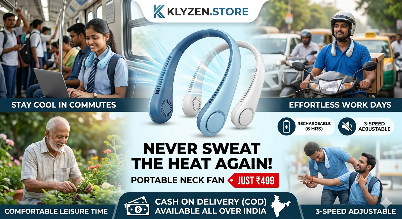 CoolBreeze™ Rechargeable Neck Fan – Hands-Free Portable Cooling for Extreme Heat